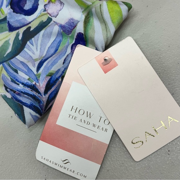 NEW SAHA White/Blue & Purple Floral Foldable High Waist Bikini Bottoms Womens XS - Picture 12 of 12